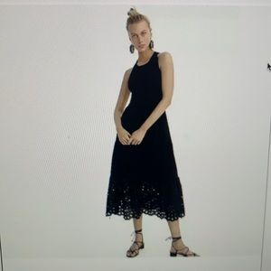 J. Crew Tiered Maxi Dress Eyelet Trim Black, Small